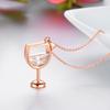 Fashion Women Wine Glass Pendant Cubic Zirconia Long Chain Necklace Jewelry
