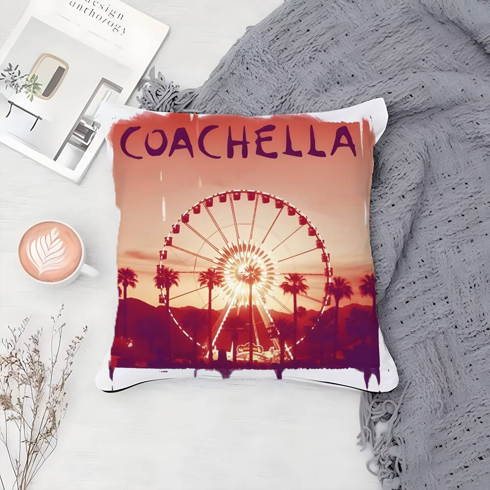 Coachella Valley Music Arts Festival Pillow Case Printing Pillowcase Living Room Sofa Cushion Cover Bedroom Room Decor