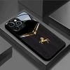 Black Gold Horse Pattern Tempered Glass Black Phone Case For iPhone 17 16 15 14 13 12 11 Pro Max 17 Air 7 8 Plus XR XS X Cover