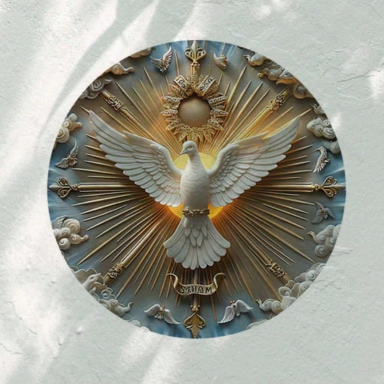 Алюминиевое металлическое настенное искусство Христианский голубь Подвесное украшение 8x8 дюймов Подарок