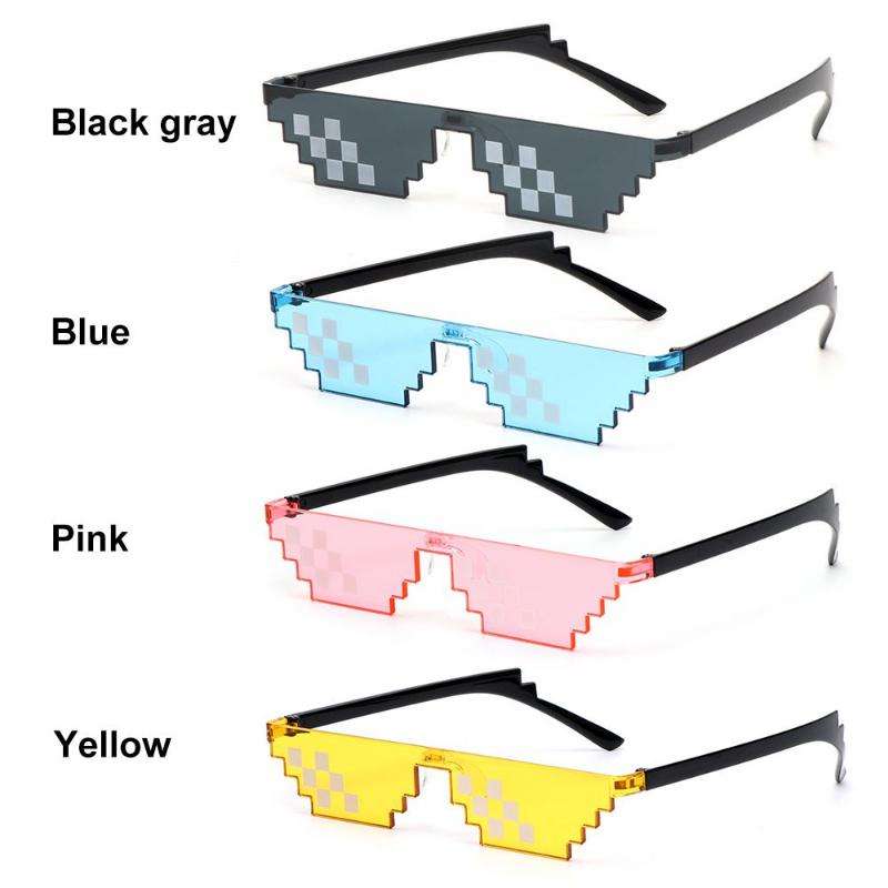 NEW Mosaic Sunglasses Trick Toy Thug Life Glasses Pixel Black Cool Jokes Funny Toys Deal With It Sun Glasses