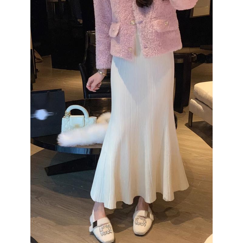 Women s High-Waisted Knit Fishtail Midi Skirt S
