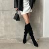 Big Tube Women's Boots Skinny Pointed Pile Boots Apricot Large Size Boots Thin Heel High Boots High Heel Knee Boots