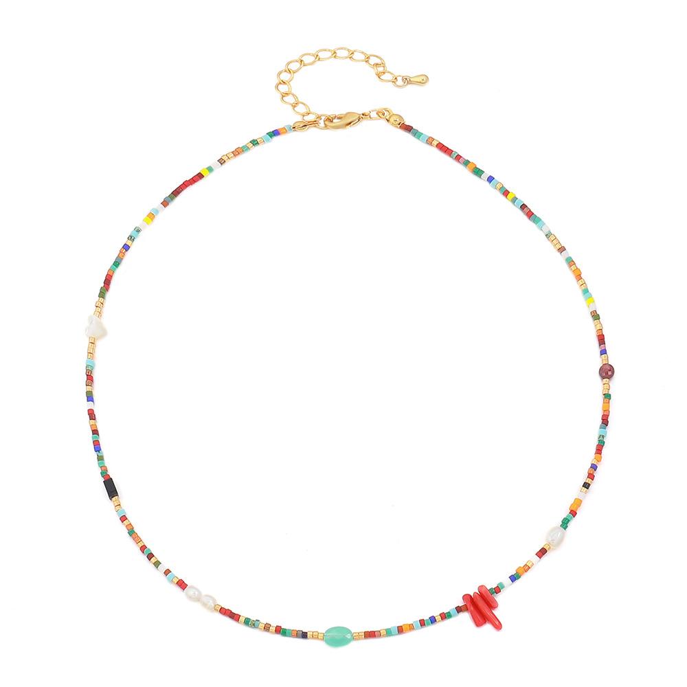 GEMCHIC Women s Colorful Handmade Beaded Fresh Sweet Natural Freshwater Pearl Choker Necklace золотой