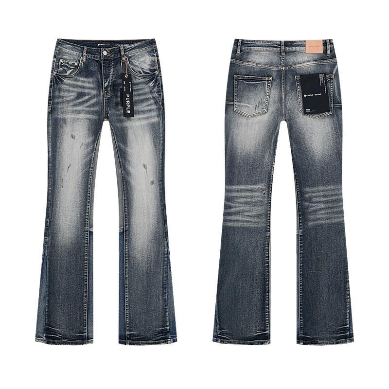 Jeans da uomo in denim lavato distressed a vita alta con dettagli strappati, vestibilità leggermente svasata