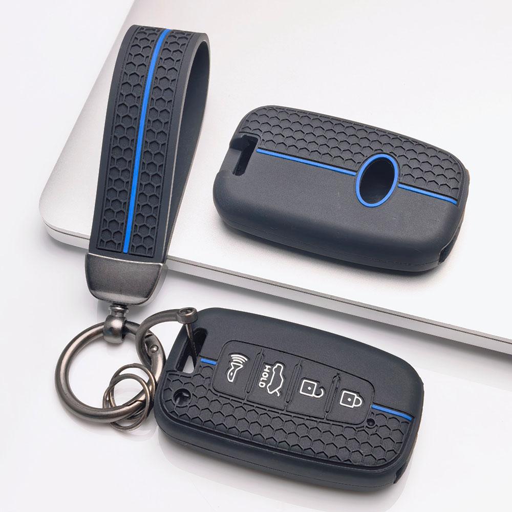 Premium Silicone Car Key Fob Cover For Hyundai I30 K2 K5 For KIA Optima K5 K3 With Keychain Soft Silicone Car Interior Accessories