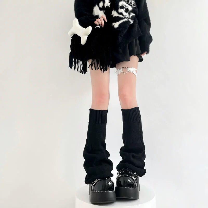 Spring Summer Slouchy JK Spice Girl Knitted Japanese-style Y2K Micro-flare Slim Wide-leg Subculture Calf Simple Leg Warmers
