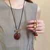 Retro Ethnic Resin Pendant Necklace: Stylish Oval Sweater Chain Jewelry