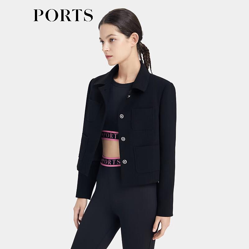 

PORTS Женская черная укороченная куртка бокси L (US 8)