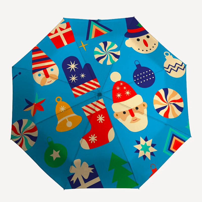 1 шт. Рождественский узор, зонт-трость с автоматическим открытием и закрытием, высококачественный дорожный зонт, легкий и портативный