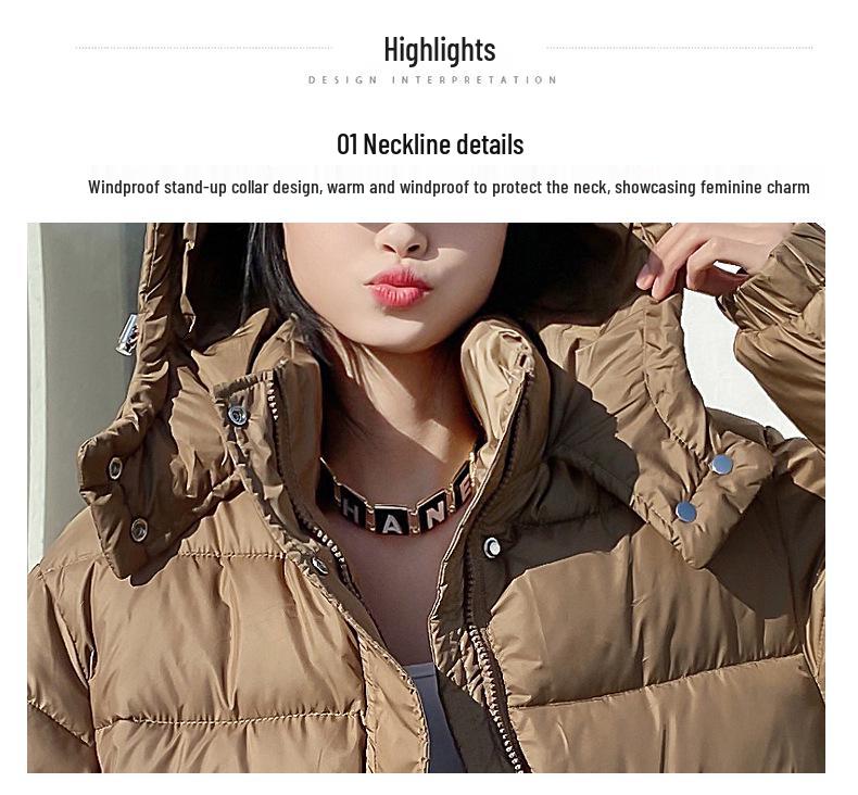 2023 Women's Autumn/Winter Korean-Style Hooded Down Cotton Coat - Small Size, Loose-Fit, Thick, Cotton-Padded Jacket