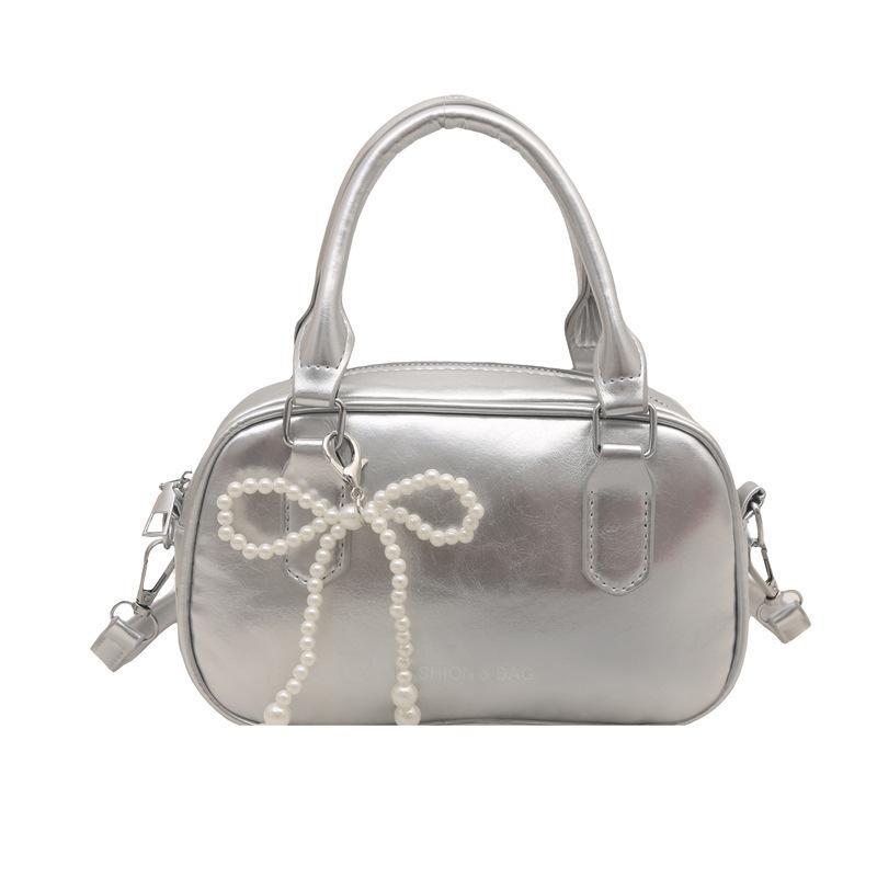Neue Sommer Mode Einfache Damen Quadratische Tasche Perlen Schleife Umhängetasche Crossbody Tasche