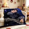 Young Man Against Purple Floral Background Theme Blanket Cozy Comfortable Throw Blanket For Living Room Sofa Bedroom Bed Lightweight Home Decor