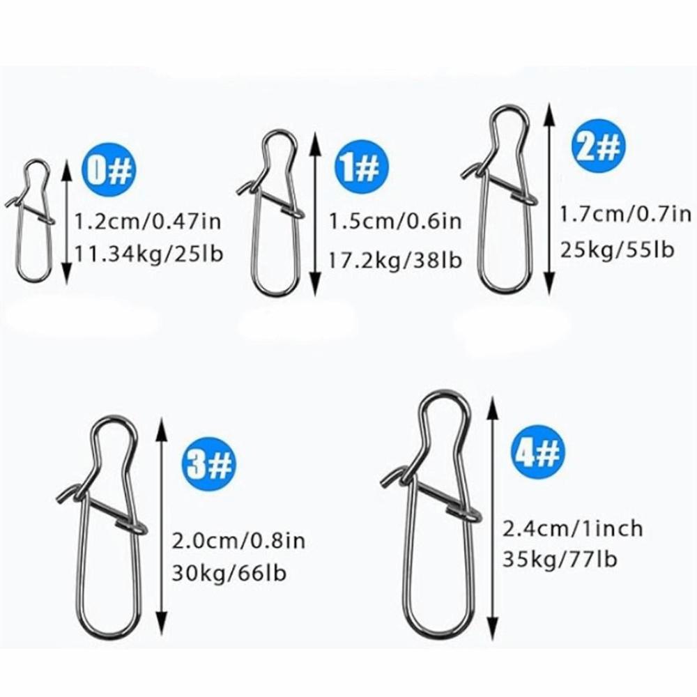 200PCS Quick Change Fishing Snap Pin Connector 0# 1# 2# 3# 4# Fishing Link Rigs  Sea Fishing