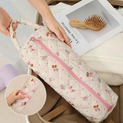 Quilting Cotton Hair Dryer Storage Bag with Handle Large Capacity Curler Storage Bag Portable Dustproof Carrying Case for Travel