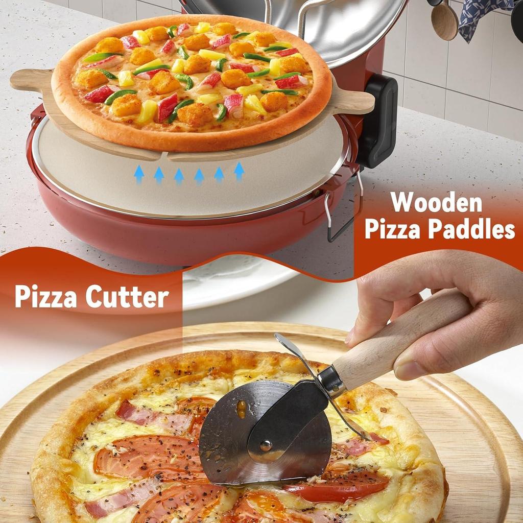 Ceramic Stone Pizza Oven Oven and Toaster 1500W Pizza 12-inch Pizza Oven Temperature-controlled Pizza 4-minute Pizza 420-degree Pizza