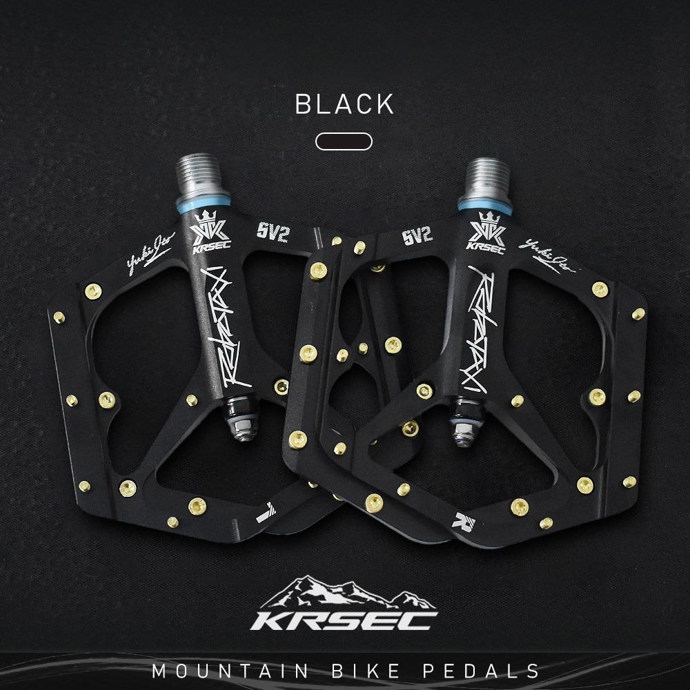 KRSEC MTB Pedals Aluminum Alloy Non-Slip Platform Pedals with DU Sealed Bearings for Mountain Road Bikes Bicycle Accessories чёрный