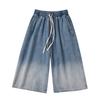 2023 Summer New Casual Calf-length Men's Jeans Pants Harajuku Elastic Waist Solid Color Baggy Jeans For Man