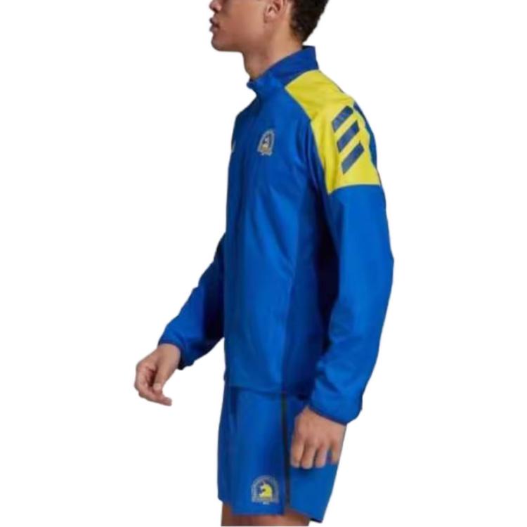 Adidas Boston Marathon Colorblock Zip-Up Long Sleeve Jacket Men Outerwear Blue GQ8331