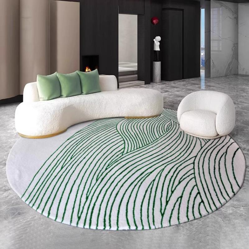 Moderner Runder Plüschteppich Leichter Luxus Flauschiger Weicher Teppich für Schlafzimmer Wohnzimmer Heimdekoration Dicke Fußmatte