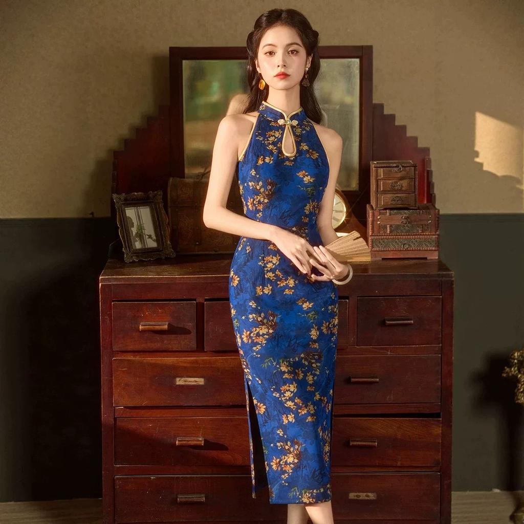 1011 Summer New Cheongsam Female Slim National Style Daily Slim-fit Improved Dress Single-layer Cold Feeling Versatile