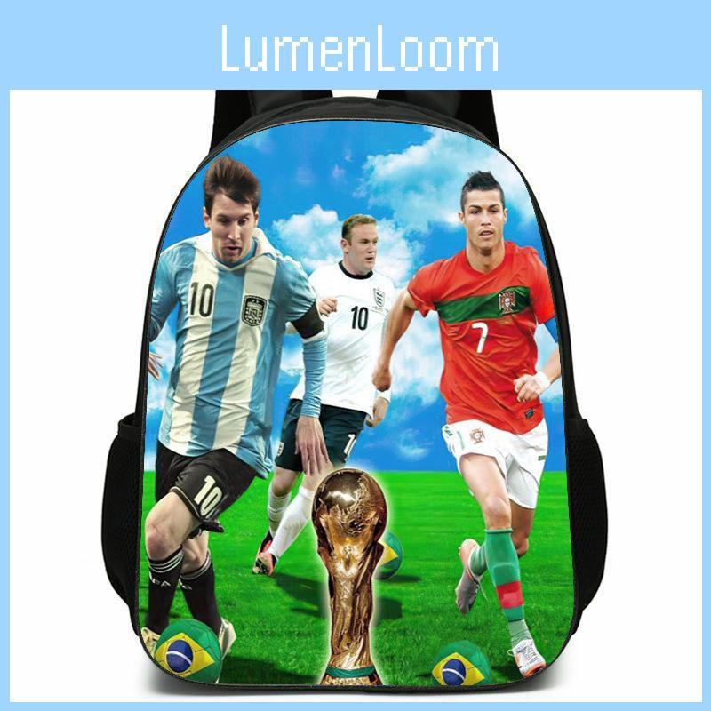 Anime Football Messi Cartoon Character Student Backpack For Kids Schooling