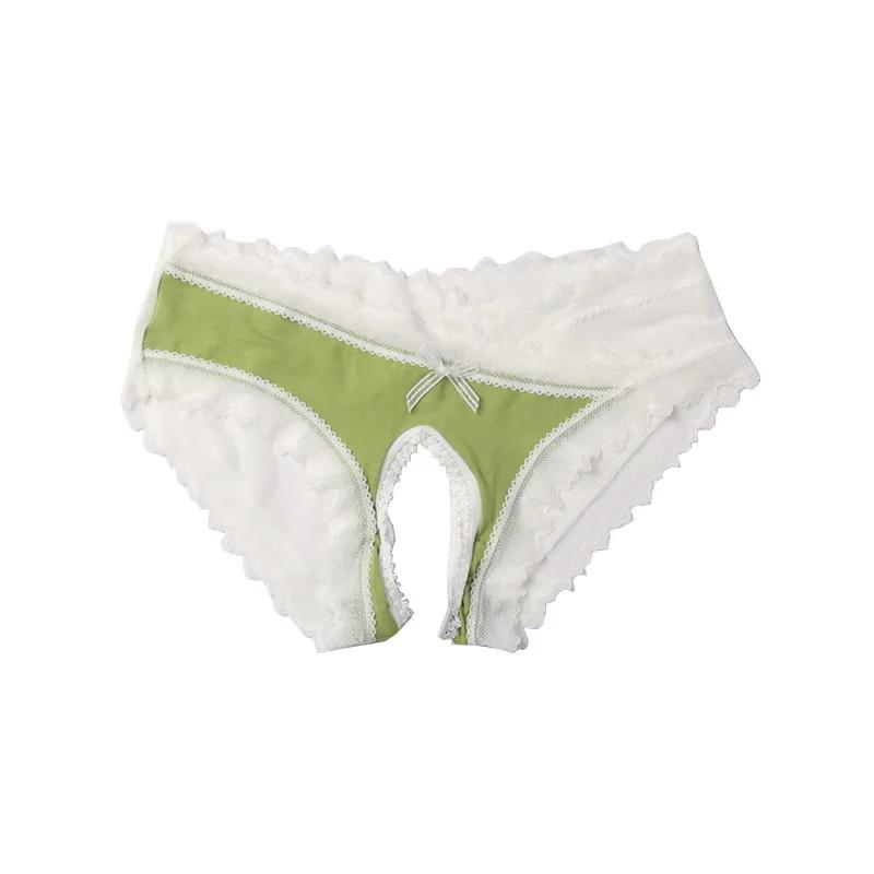 Women Sexy Panties Lace Open Crotch Underwear Seductive Low Rise Briefs Erotic Underpants See Through Lingerie Sissy Clothing