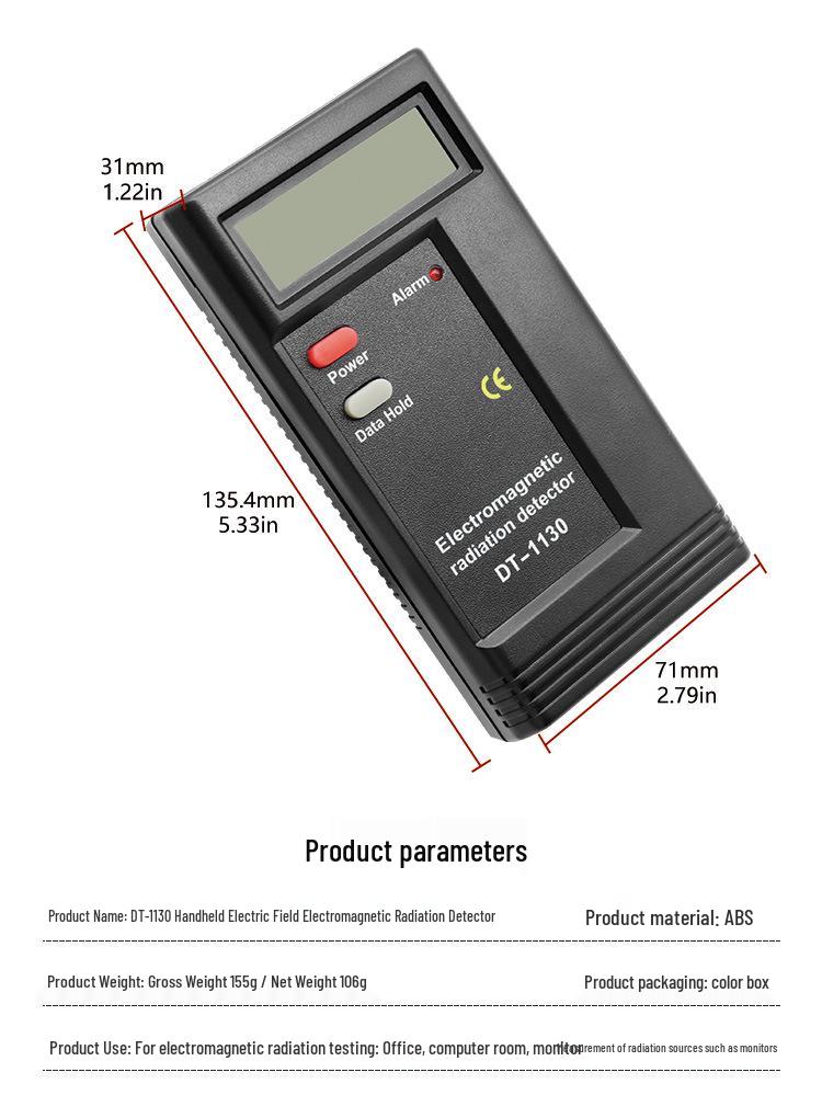 DT-1130 Handheld Electromagnetic Field Radiation Meter & Detector