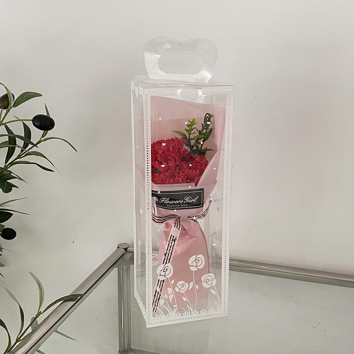 

Gift Packing Carnations Artificial Flowers Decoration Fake Flower Valentine Day рожевий/червоний