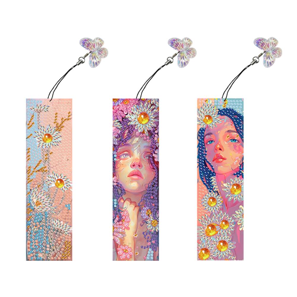 3Pcs Special Shape Flowers Castle Diamond Painting Bookmark Diamond Bookmark Art Projects Diamond Painting Bookmark Making Kit