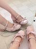 Inner Height Increase 7cm Satin Bow Mary Jane Women's Shoes High Heel 2025 New French Thick Heel Single Shoes Ballet Shoes