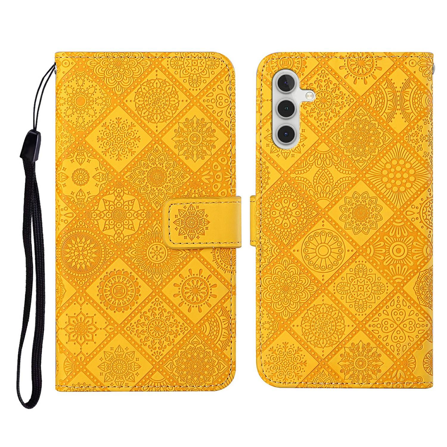 

Для Samsung Galaxy A56 5G Чехол Кожаный чехол Этнический стиль Кошелек Чехол для телефона с ремешком Yellow