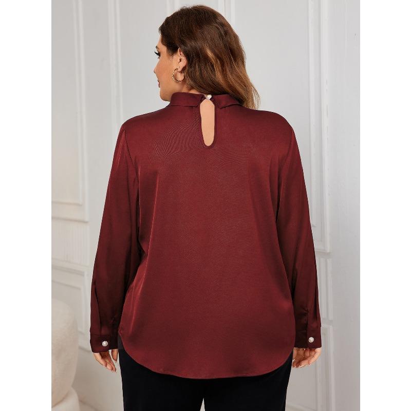 Women's Fashion Casual Spring Autumn Solid Color Print Long Sleeve Blouses & Shirts