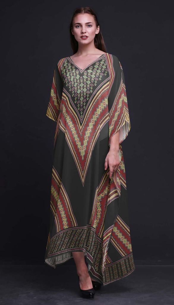 Phagun Geometric African Womens Long Beach Kaftan Beachwear Bikini Coverup Maxi