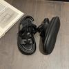 Fashion Thick Bottom Sports Sandals Women Summer Shoes Hollow Breathable Strappy Roman Shoes Beige Black Flat Leisure Soft Sole Sandales