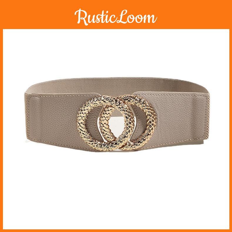 Leather Fall Womens Wide Belt With Serpentine Double Round Buckle Coats For