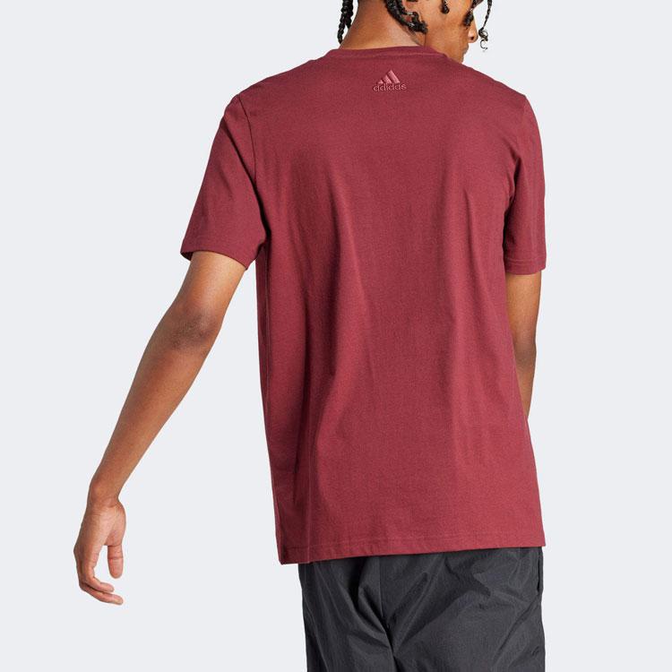 Adidas Essentials Logo Print Crew Neck T-Shirt Men Tops Dark-Red IS1301