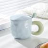 Hrnek Milk Fufu s víčkem a lžičkou, roztomilý dívčí, keramický hrnek na kávu s vysokým uchem, pro páry, do kanceláře, ke snídani