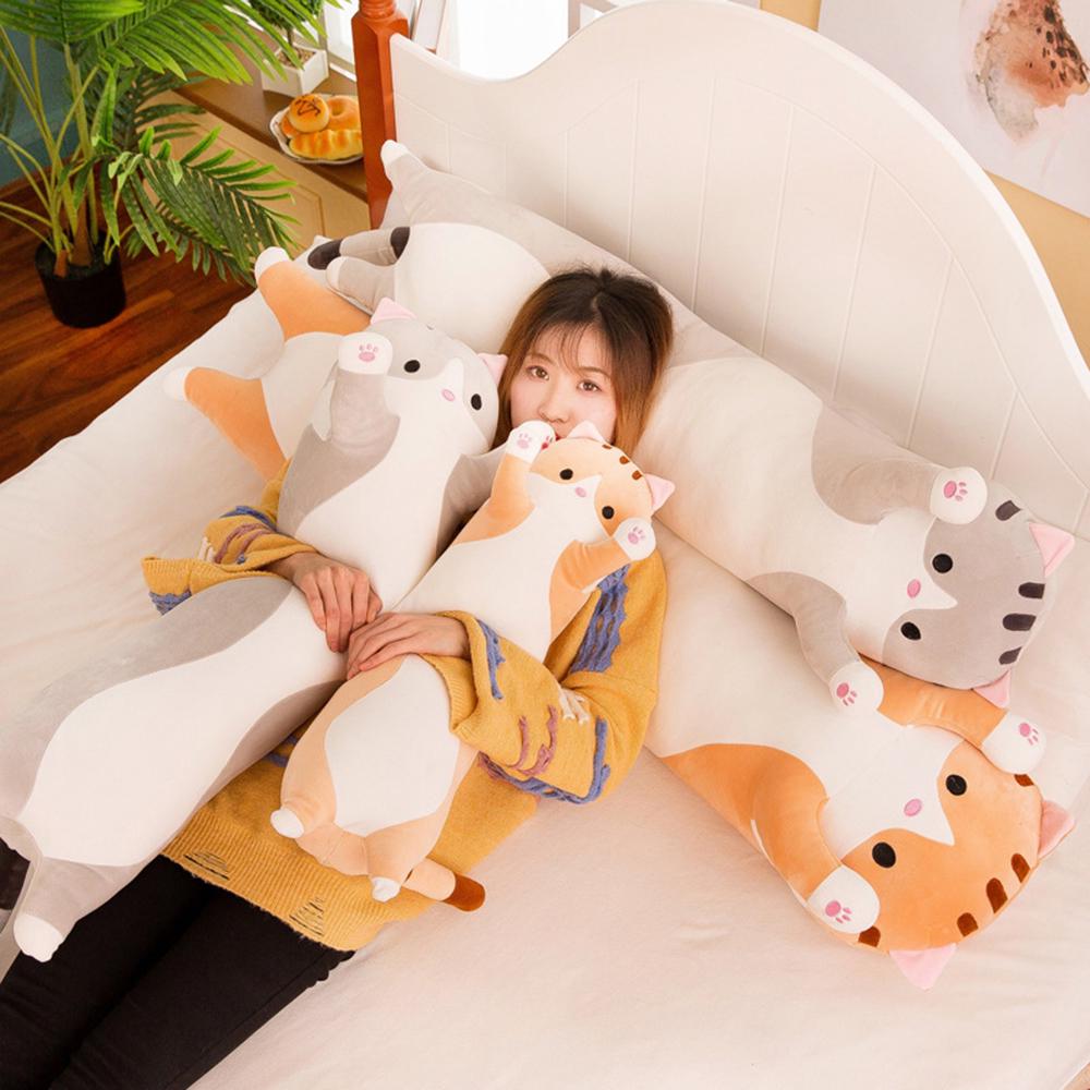 Cute Cartoon Cat Shaped Doll Toy Plush Toy Sleeping Long Throw Pillow Decorative Gift