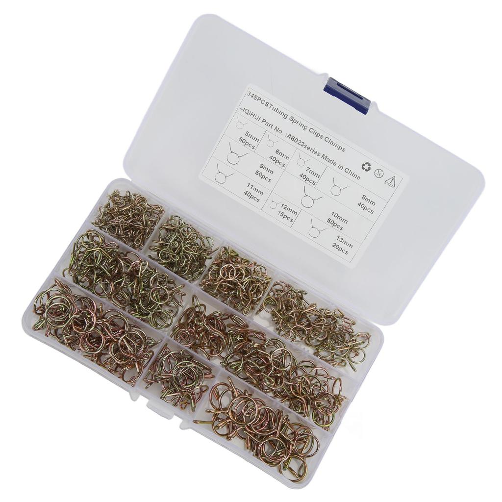 345 ks Palivová hadice Pružinové spony Hadicové svorky Sada sortimentu 9 velikostí pro motocykl ATV Lodě