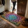 Colorful Mandala Boho Floor Mat Soft Flannel Absorbent Mat Non-Slip Rug Home Bedroom Bathroom