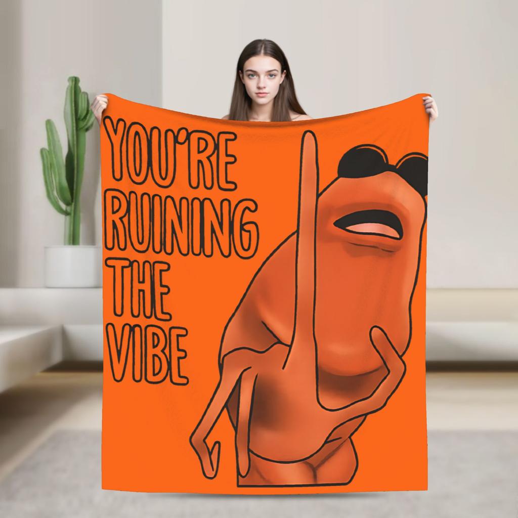 Marcus The Worm Meme Flannel Blanket  Soft Throw Blanket for Outdoor Travel Office Funny Bedspread Sofa Bed Cover