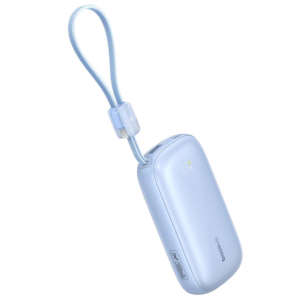 Powerbank 20000mAh 22,5W mit Display Kabel EnerFill FC21 Qpow 3 Ultra - blau