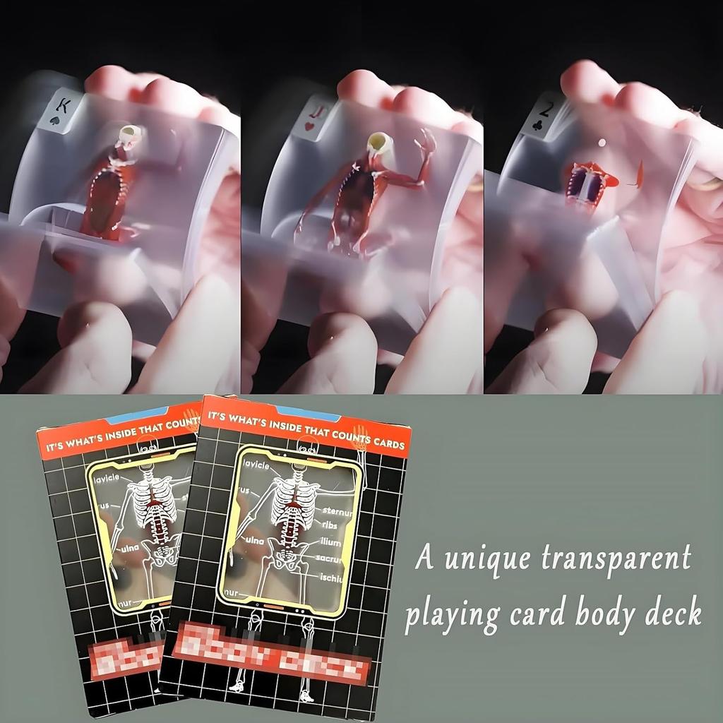 The Body Deck, 3D Image Educational Playing Cards, 2025 New The Poker for Magic Games, Funny Transparent Human Anatomy Playing Cards, for Card