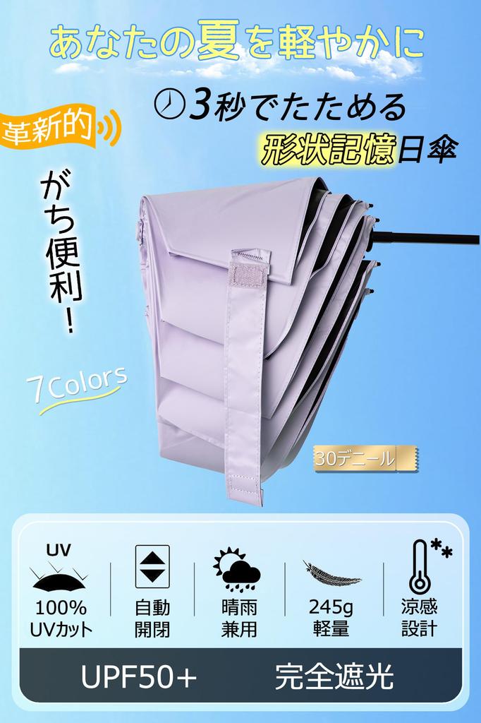Folds Up Neatly In 3 Folding UV Light Automatic Opening and Suitable for Both Sunny and Rainy Sun UV for Men and Women Seconds. Shape-memory Parasol,