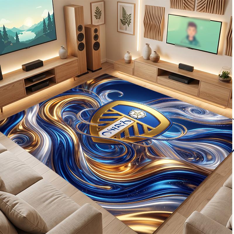 Tappeto in Velluto di Cristallo con Stampa del Leeds United Football, Comodo Assorbente d'Acqua Antiscivolo Tappeto per Pavimenti Interni