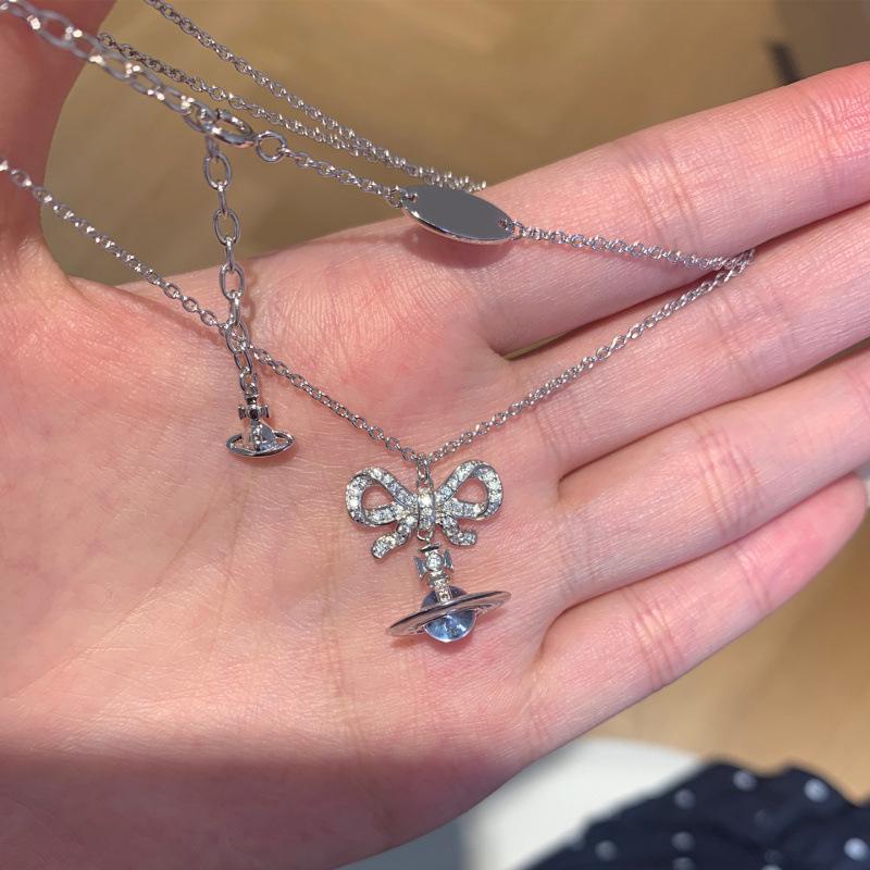 3D Saturn Planet Necklace & Earrings Set: Girlish Spring/Summer Pendant