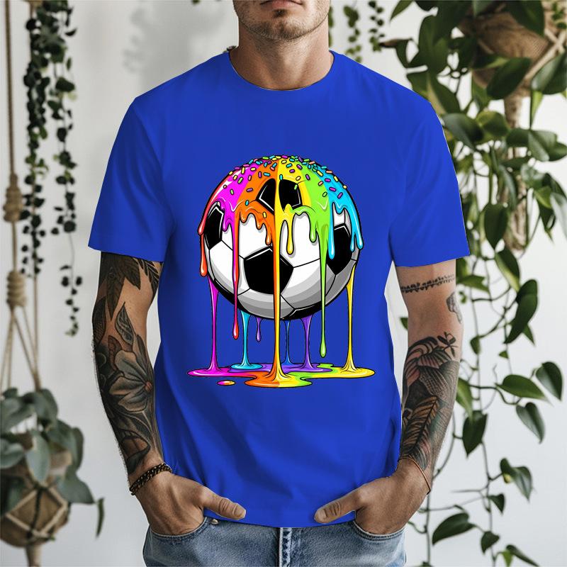 Unisexs Crew Neck T Shirt Melting Soccer Ball Graphic Short Sleeve Tees Summer Casual Tops For Unisex Sport Print Daily Shirts