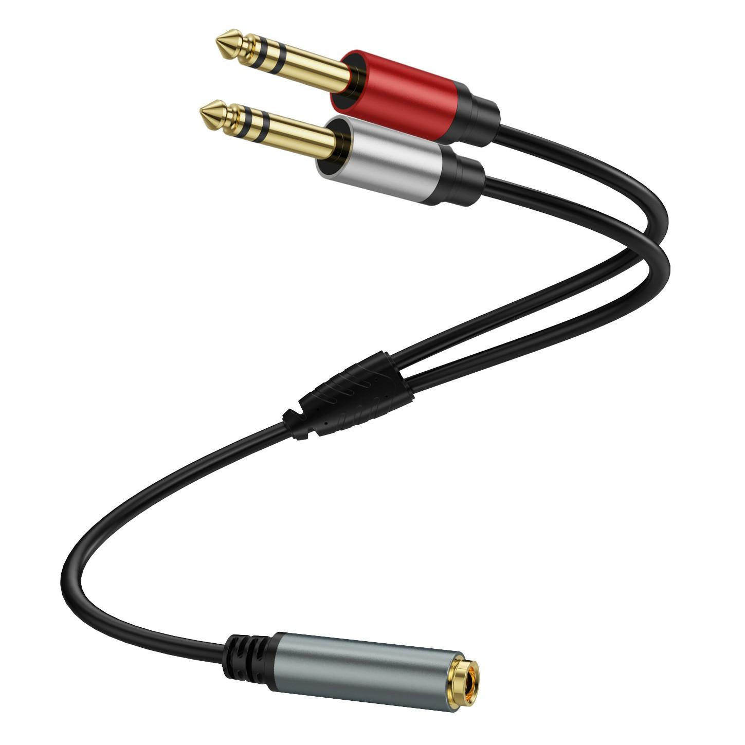 

0.3m 6.35mm Female Jack to 2x 1/4 Inch Male Plug Stereo Audio Adapter Speaker Y Splitter Cable As Shown A