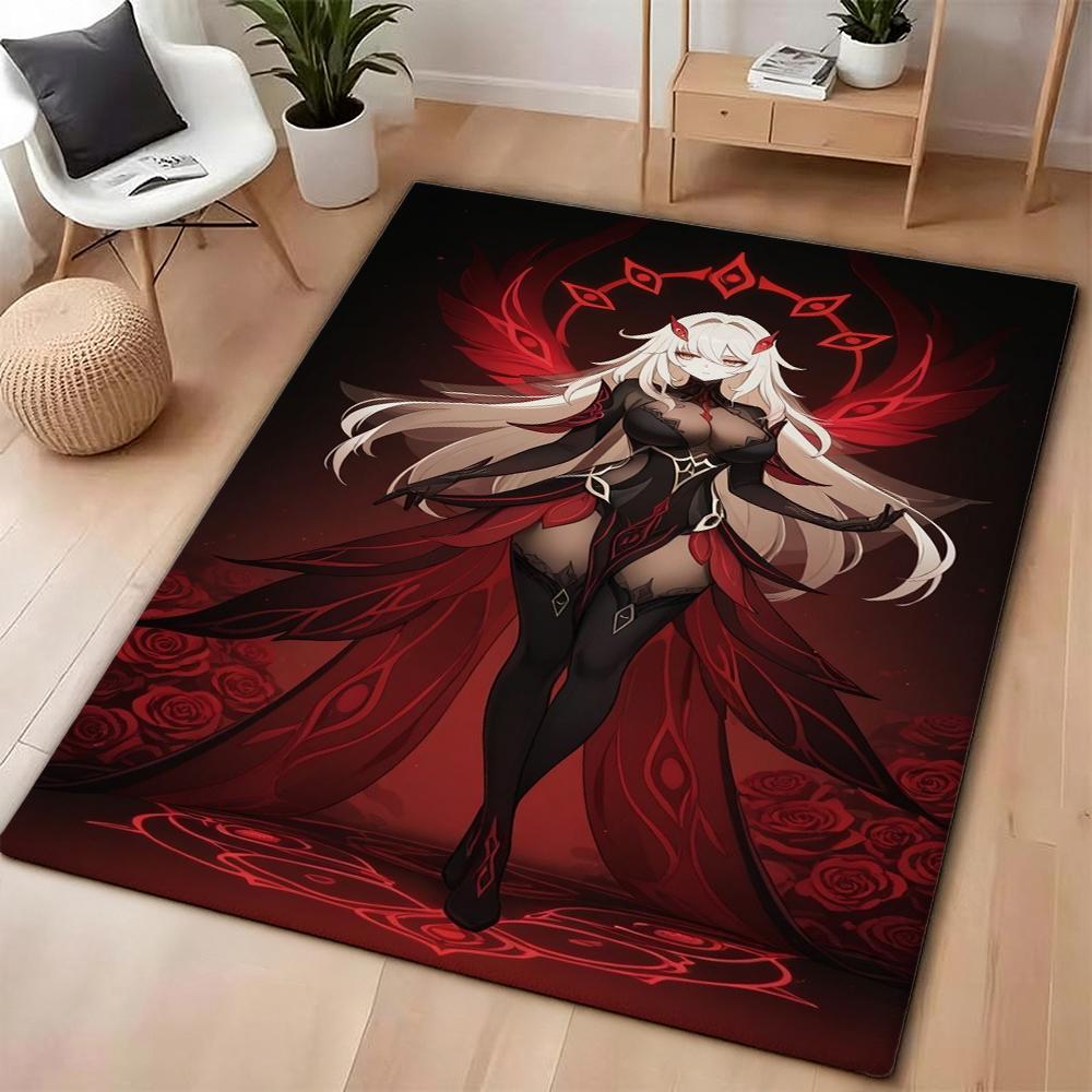 Dark Gothic Anime Girl Indoor Rug Soft Texture Nonslip Carpet For Kids Bedroom Play Area Home Party Decor Valentine'S Day Gift